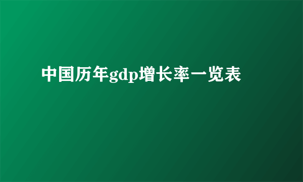 中国历年gdp增长率一览表