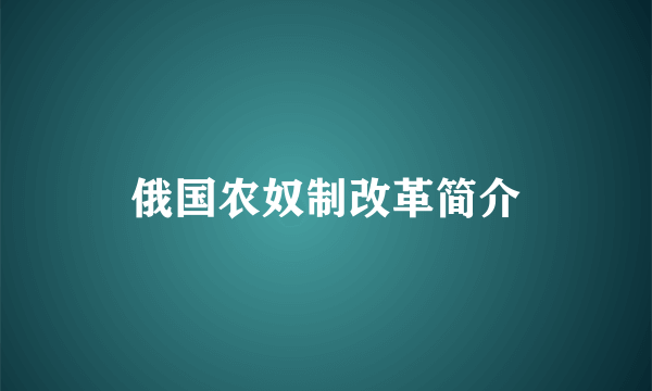 俄国农奴制改革简介