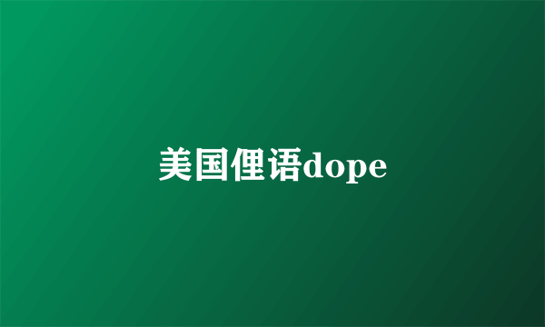 美国俚语dope