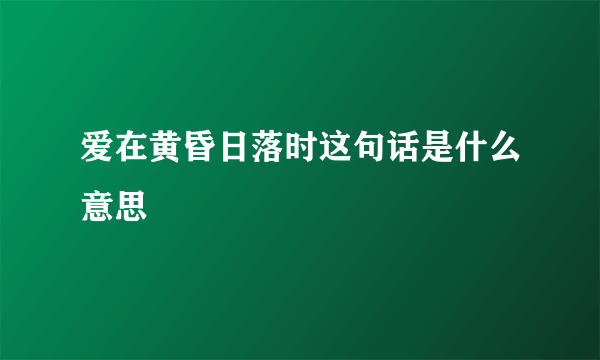 爱在黄昏日落时这句话是什么意思