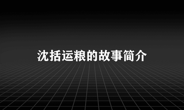 沈括运粮的故事简介