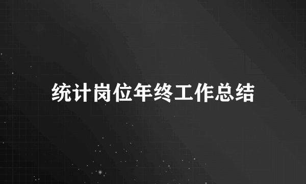 统计岗位年终工作总结