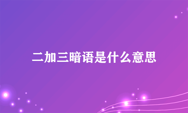 二加三暗语是什么意思