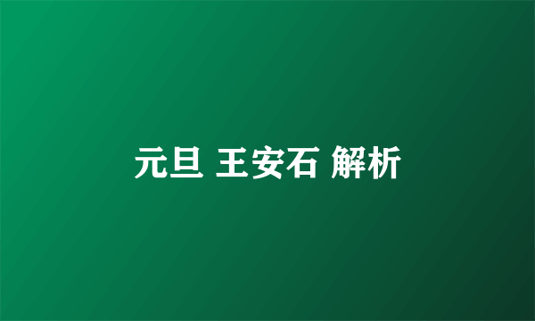 元旦 王安石 解析