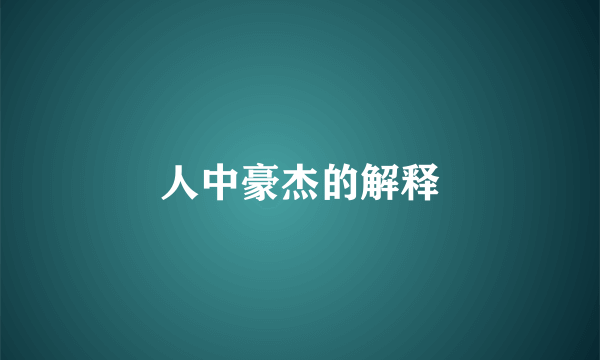 人中豪杰的解释