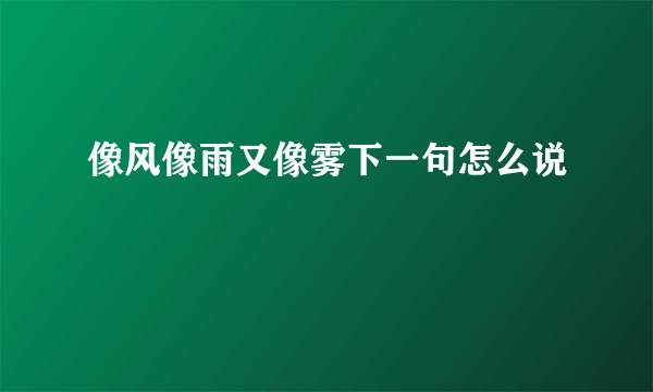像风像雨又像雾下一句怎么说