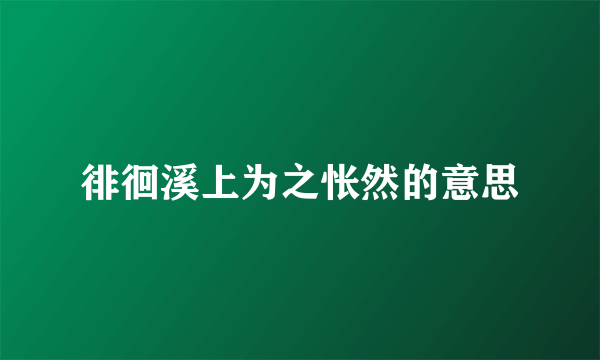 徘徊溪上为之怅然的意思
