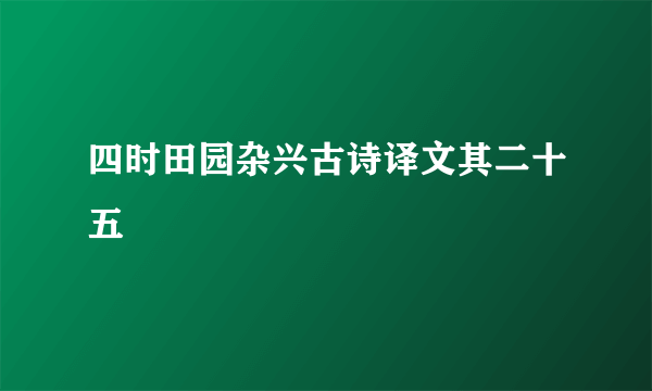 四时田园杂兴古诗译文其二十五