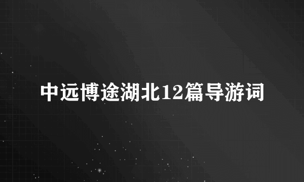 中远博途湖北12篇导游词