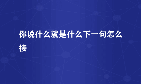 你说什么就是什么下一句怎么接