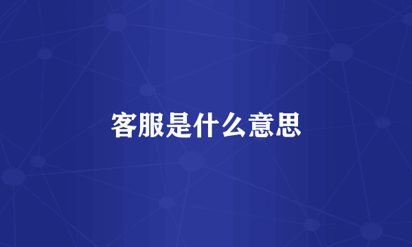 客服是什么意思