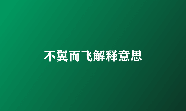 不翼而飞解释意思