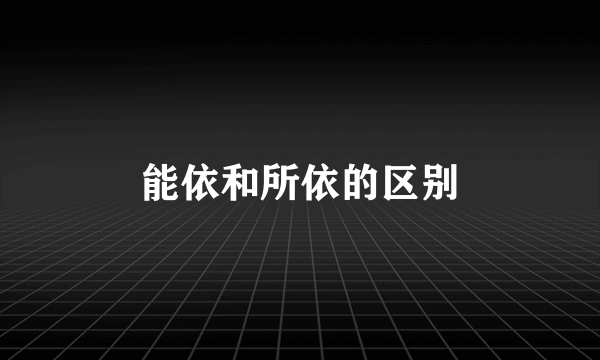 能依和所依的区别