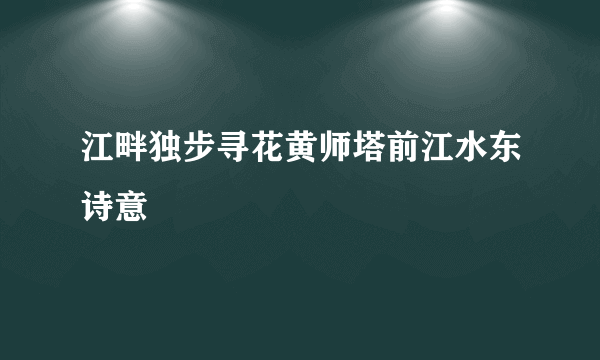 江畔独步寻花黄师塔前江水东诗意