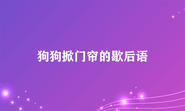 狗狗掀门帘的歇后语