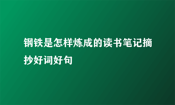 钢铁是怎样炼成的读书笔记摘抄好词好句