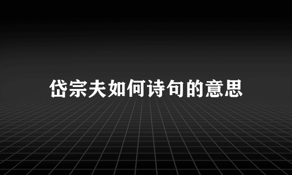 岱宗夫如何诗句的意思
