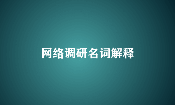 网络调研名词解释