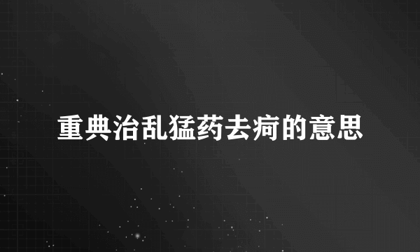 重典治乱猛药去疴的意思
