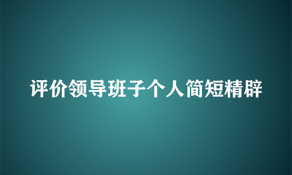 评价领导班子个人简短精辟