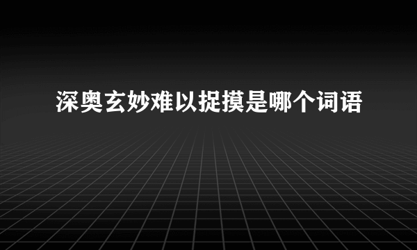 深奥玄妙难以捉摸是哪个词语