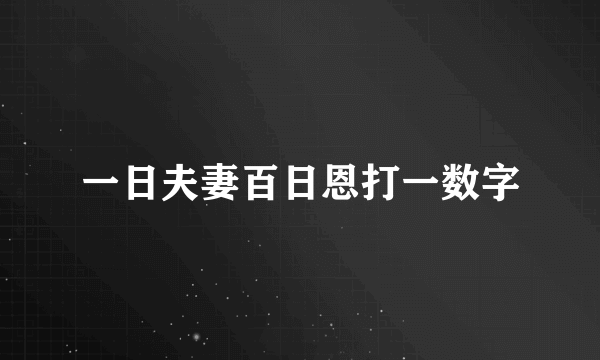 一日夫妻百日恩打一数字