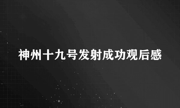 神州十九号发射成功观后感