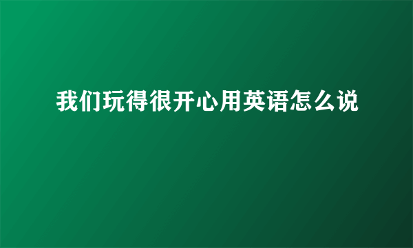 我们玩得很开心用英语怎么说