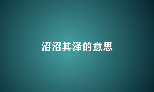 沼沼其泽的意思