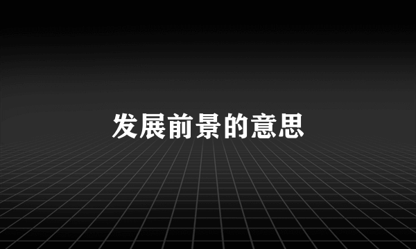 发展前景的意思