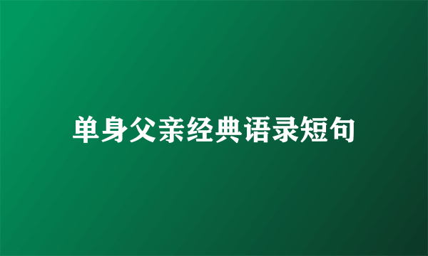 单身父亲经典语录短句