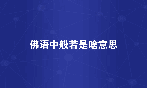 佛语中般若是啥意思