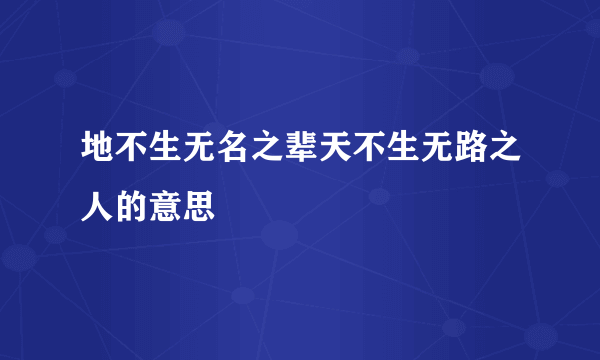 地不生无名之辈天不生无路之人的意思