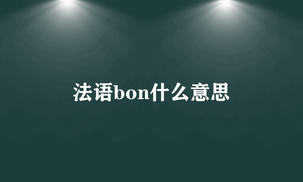 法语bon什么意思