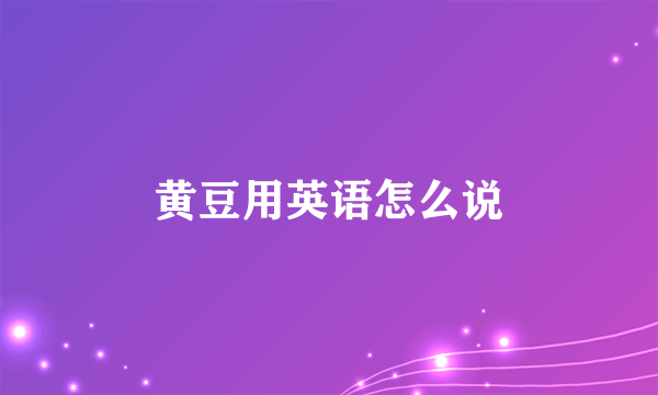 黄豆用英语怎么说