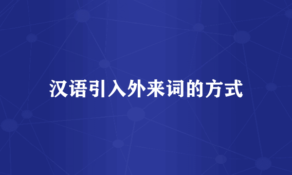 汉语引入外来词的方式