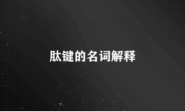肽键的名词解释