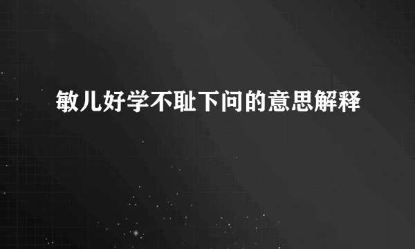敏儿好学不耻下问的意思解释