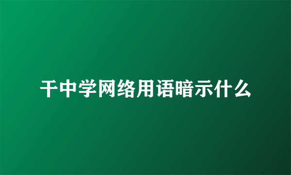 干中学网络用语暗示什么