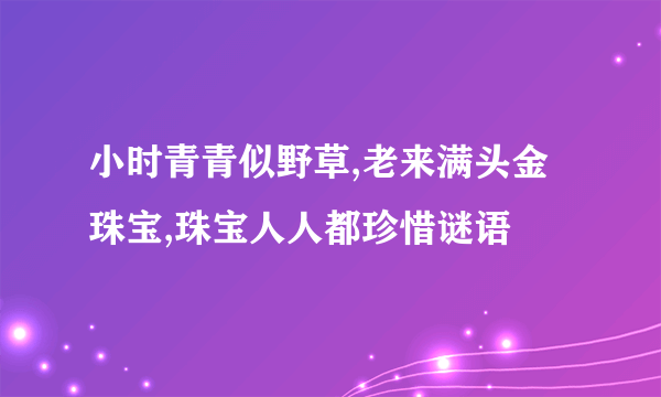 小时青青似野草,老来满头金珠宝,珠宝人人都珍惜谜语