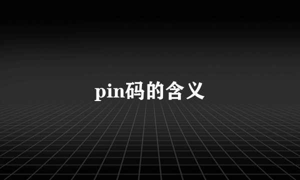 pin码的含义