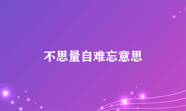 不思量自难忘意思