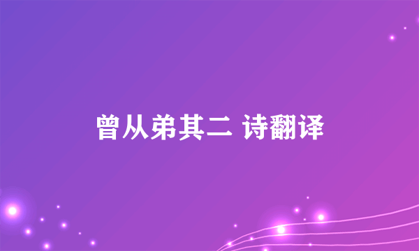 曾从弟其二 诗翻译