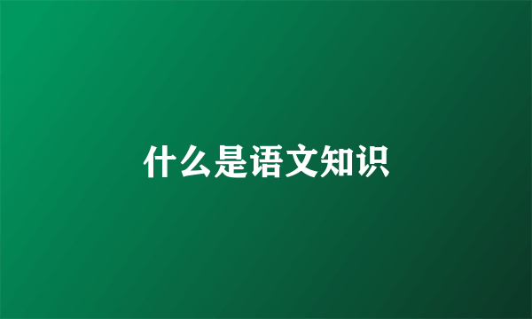 什么是语文知识