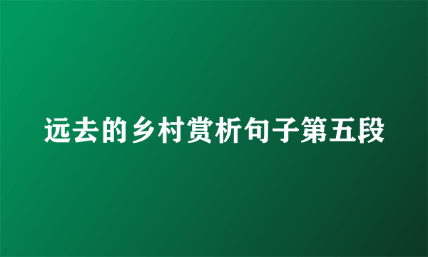 远去的乡村赏析句子第五段