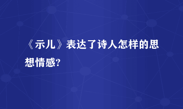 《示儿》表达了诗人怎样的思想情感?