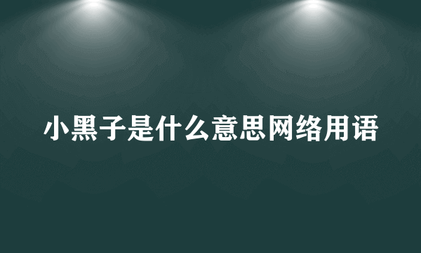 小黑子是什么意思网络用语