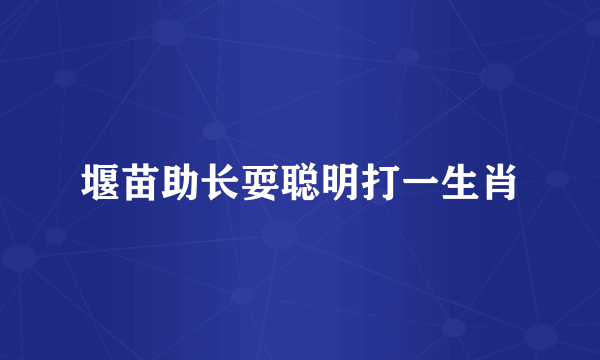 堰苗助长耍聪明打一生肖
