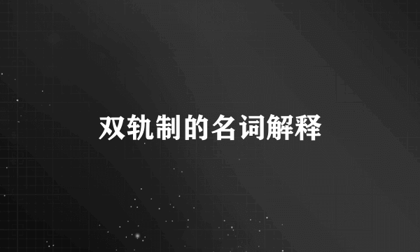 双轨制的名词解释