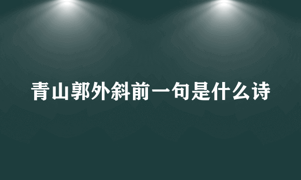 青山郭外斜前一句是什么诗